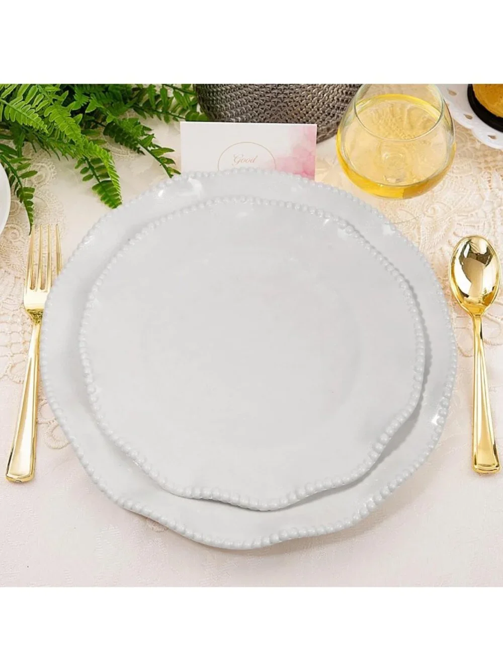 Elegant Melamine Dinnerware Set for 4 - Cream Plates & Bowls, BPA Free